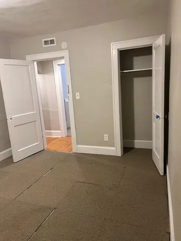 an empty room with a workbench