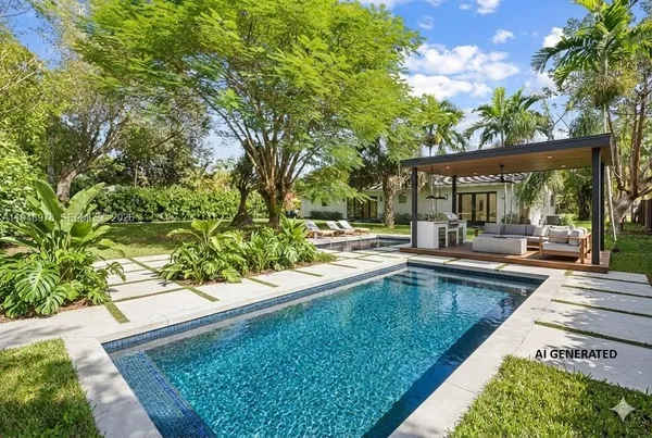 a view of a swimming pool with a patio