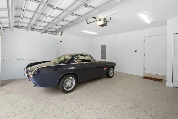 a car parked in a garage