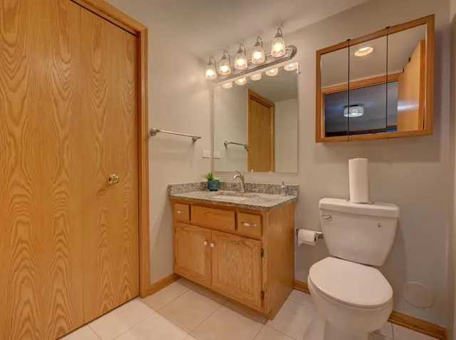 a bathroom with a toilet a sink and mirror