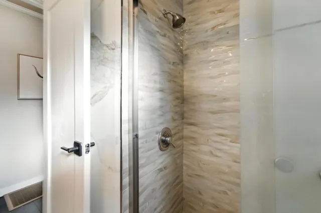 a bathroom with a shower