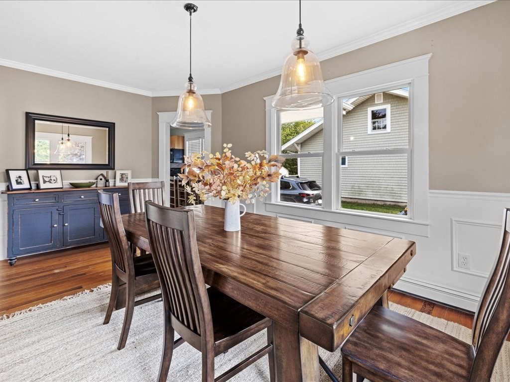 37 Summer Street Dighton, MA 02764 - Photo 19 of 34 a dining room with furniture a chandelier and wooden floor