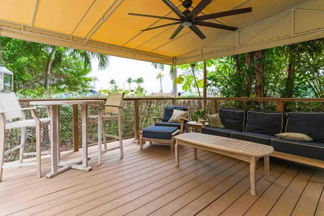 a outdoor view with a sitting space