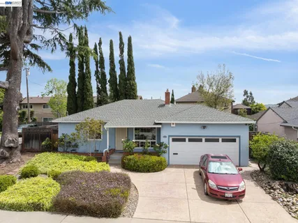a front view of a house with a garden and plants