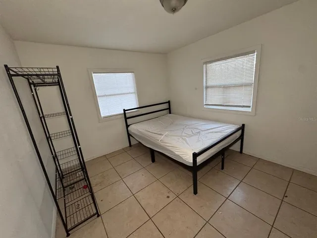 a room with table and window