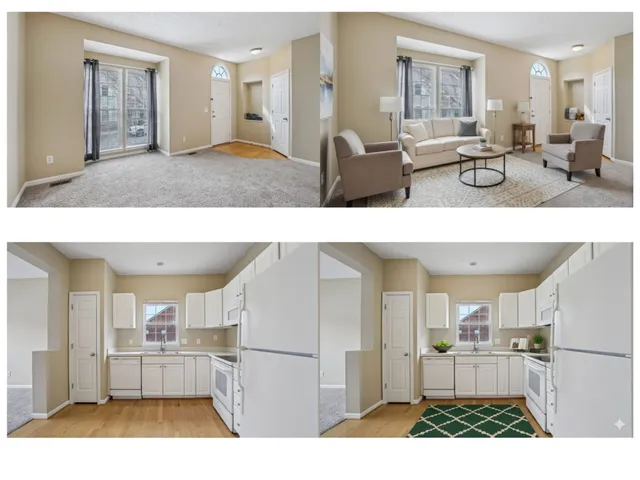 a view of living room filled with furniture and window