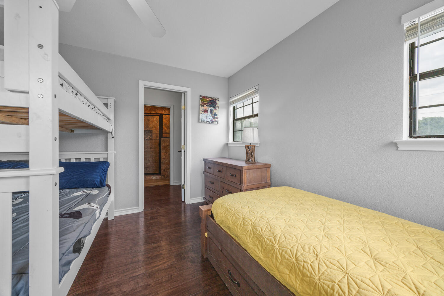 3487 Rust Spring Branch, TX 78070 - Photo 18 of 40 Guest room two has full-size bunk beds plus a twin bed with a trundle to maximize sleeping space.