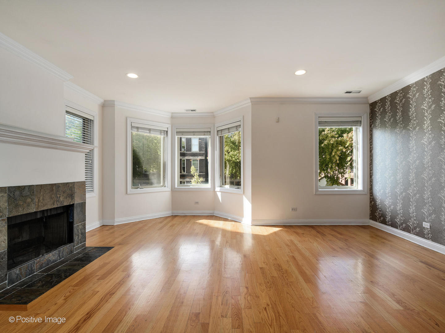 1533 North Campbell Avenue, Unit 2 Chicago, IL 60622 - Photo 5 of 14 a view of an empty room with wooden floor fireplace and a window
