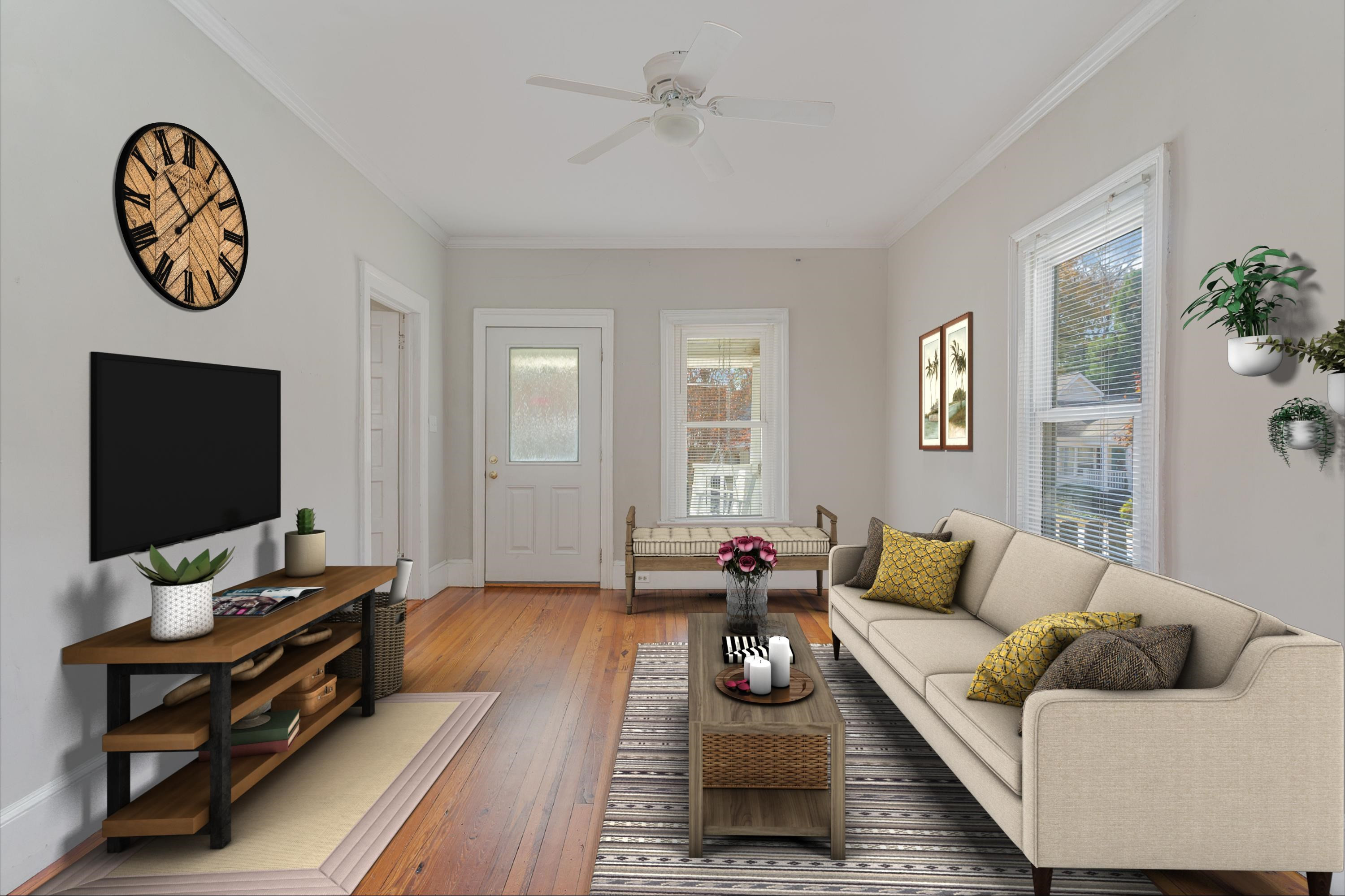 519 Holden Street Raleigh, NC 27604 - Photo 6 of 23 a living room with furniture and wooden floor