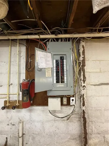 a view of a storage room with furniture