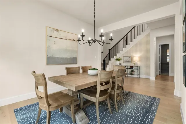 a view of a kitchen and dining room
