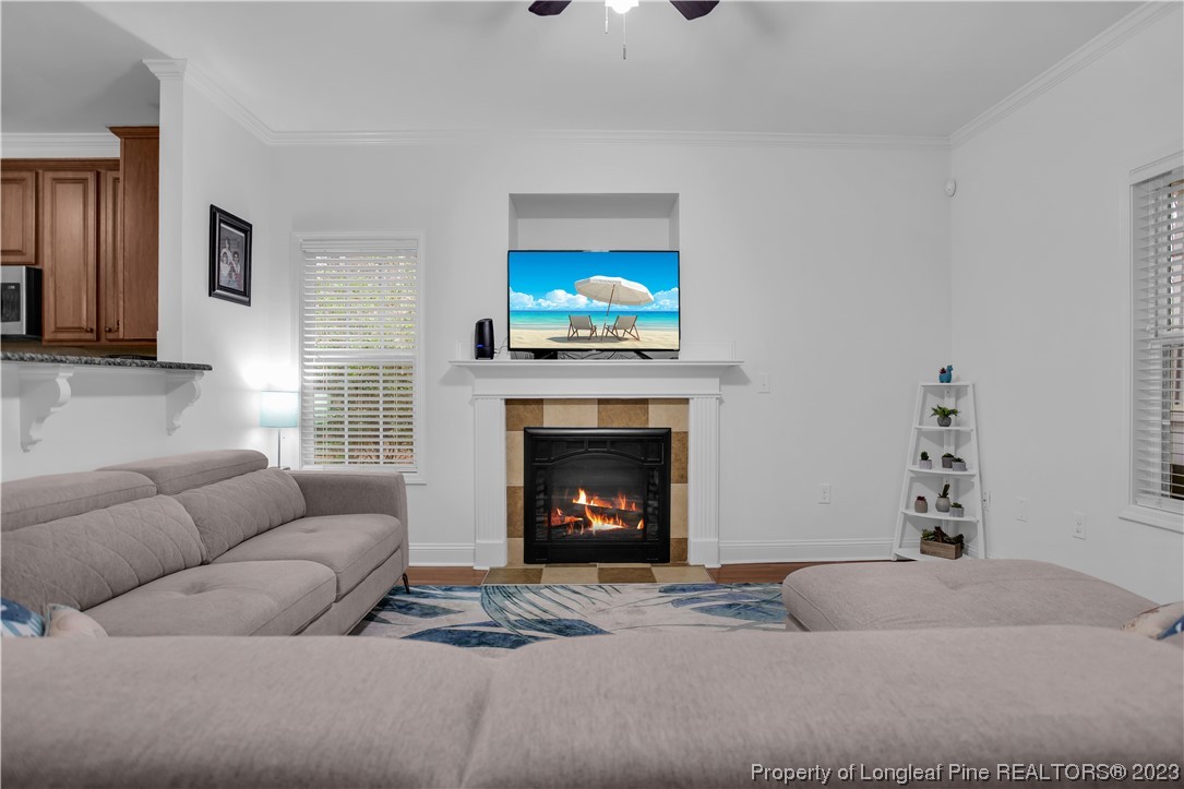 80 Valor Circle Bunnlevel, NC 28323 - Photo 9 of 49 a living room with furniture a fireplace and a flat screen tv