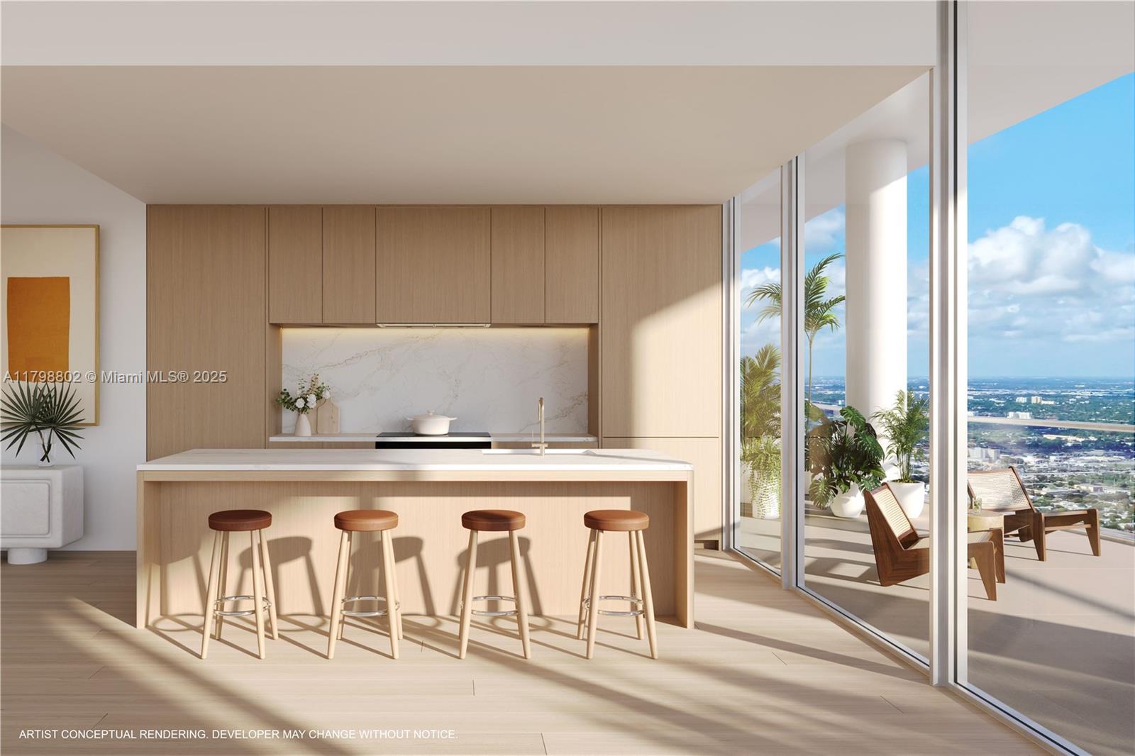 175 Northeast 10th Street, Unit 54B Miami, FL 33132 - Photo 3 of 35 a kitchen with a stove a table and chairs next to a window