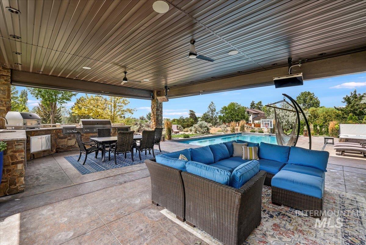 3365 Willow Way Twin Falls, ID 83301 - Photo 38 of 50 View of patio featuring area for grilling, outdoor dining space, an outdoor living space, and a ceiling fan