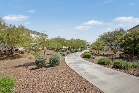 a view of a pathway both side of building