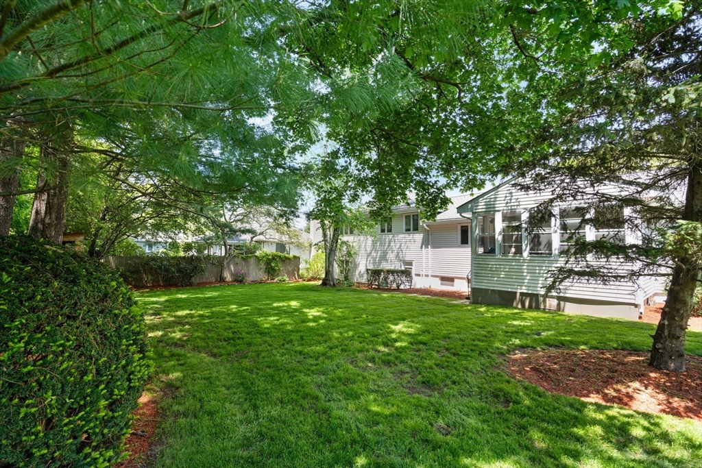 61 Sevland Road Newton, MA 02459 - Photo 22 of 27 a view of a house with a big yard plants and large trees