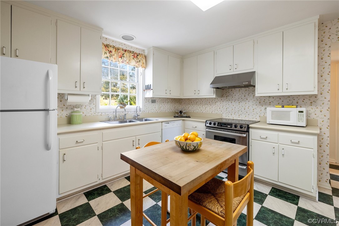 6161 River Road, Unit 1 Richmond, VA 23226 - Photo 16 of 32 a kitchen with a sink a stove a refrigerator and white cabinets