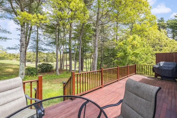 a balcony with furniture