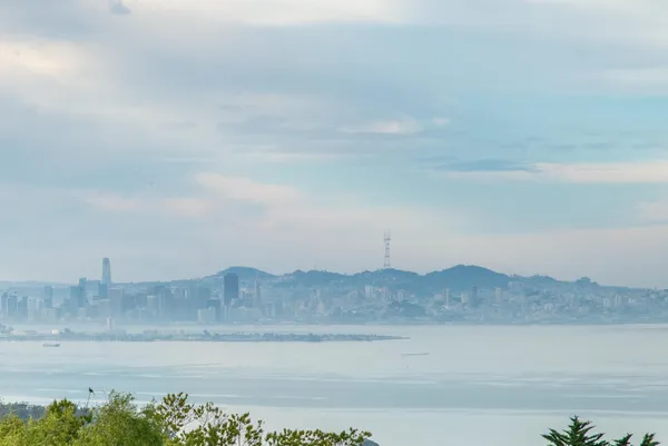 a view of a lake with mountains in the background