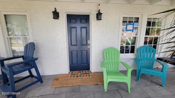 a view of a chairs in a room
