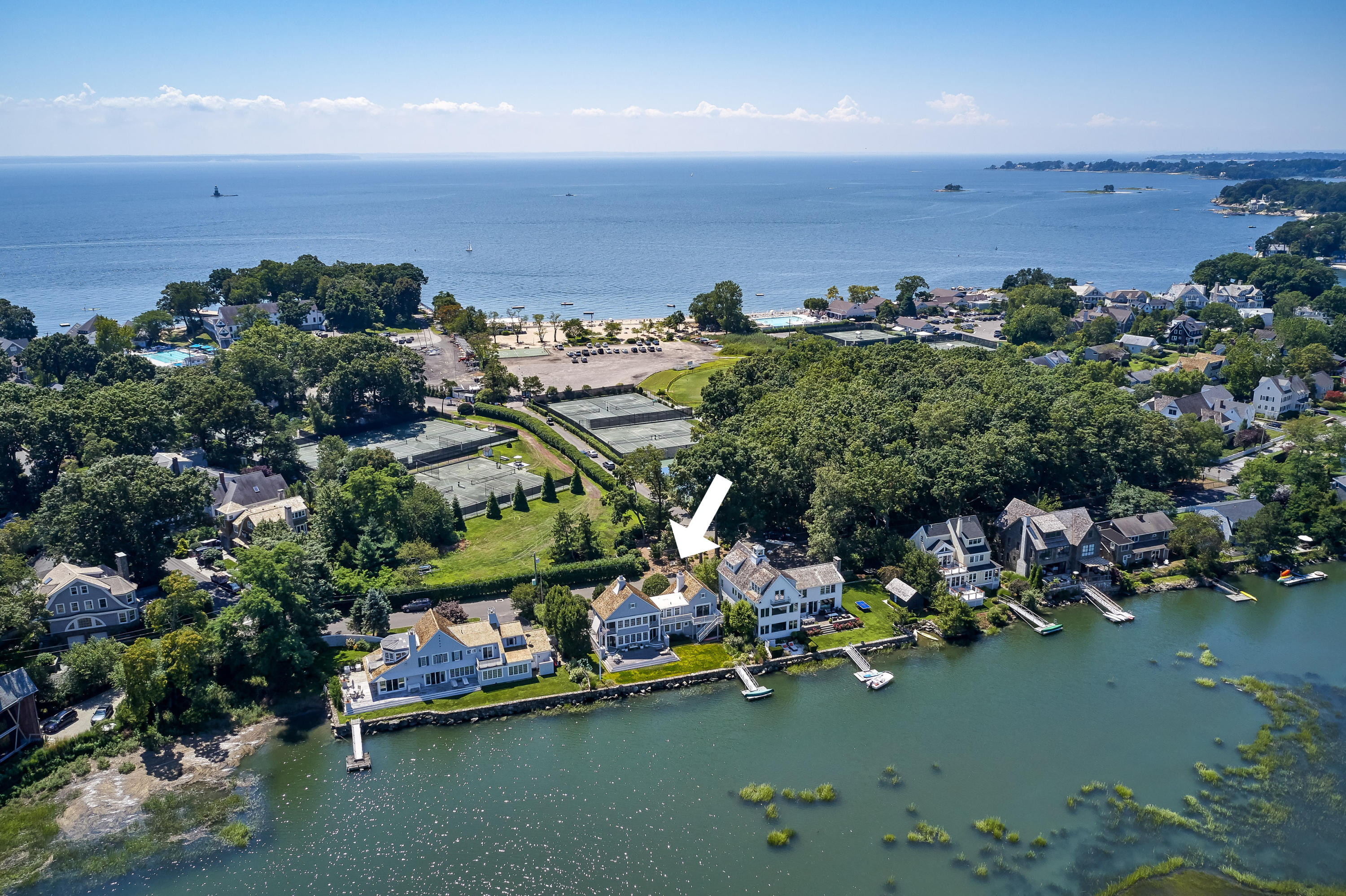 18 Pine Point Road Rowayton, CT 06853 - Photo 31 of 37 an aerial view of a houses with a yard