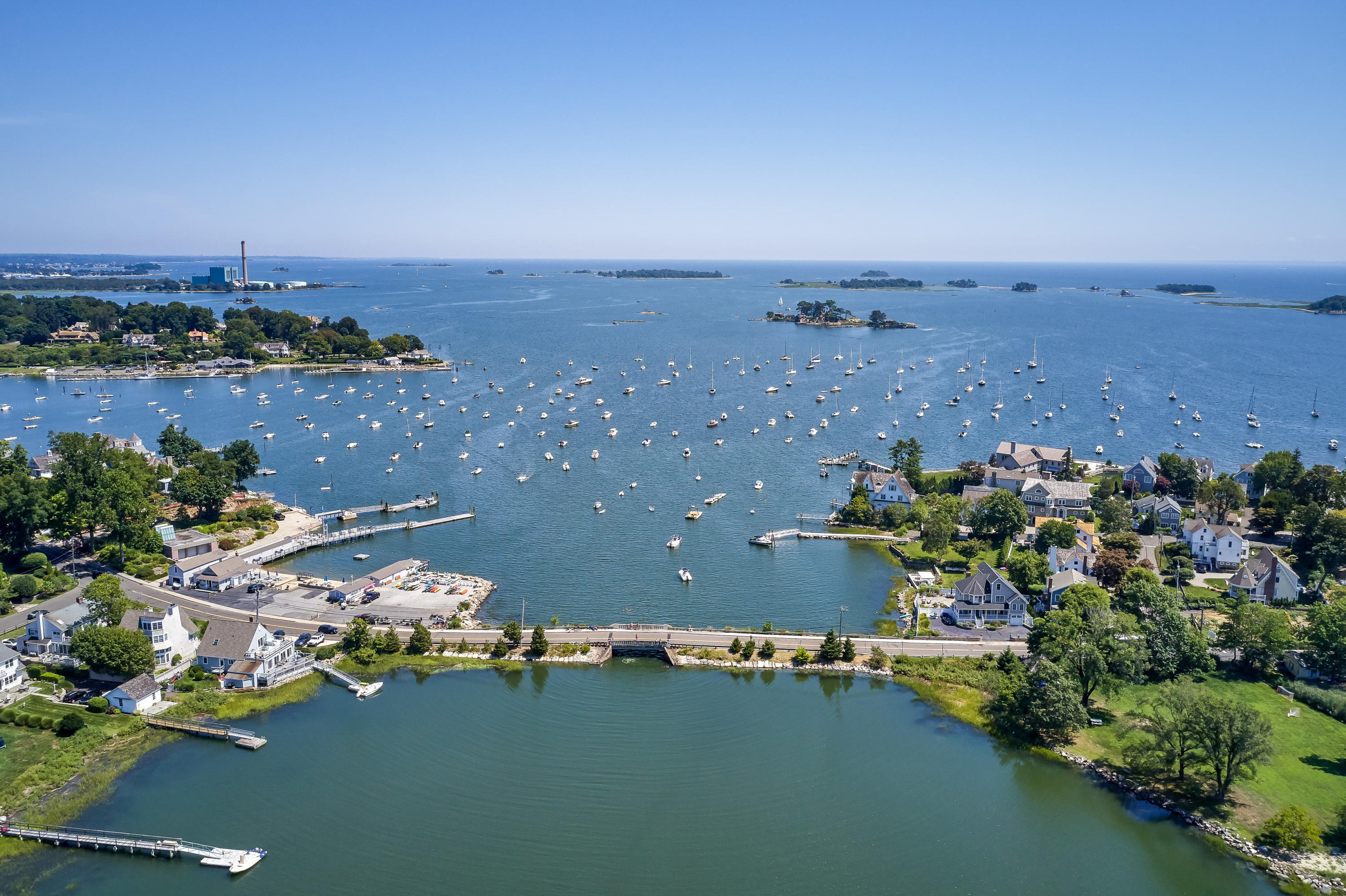 18 Pine Point Road Rowayton, CT 06853 - Photo 34 of 37 an aerial view of a house with a lake view