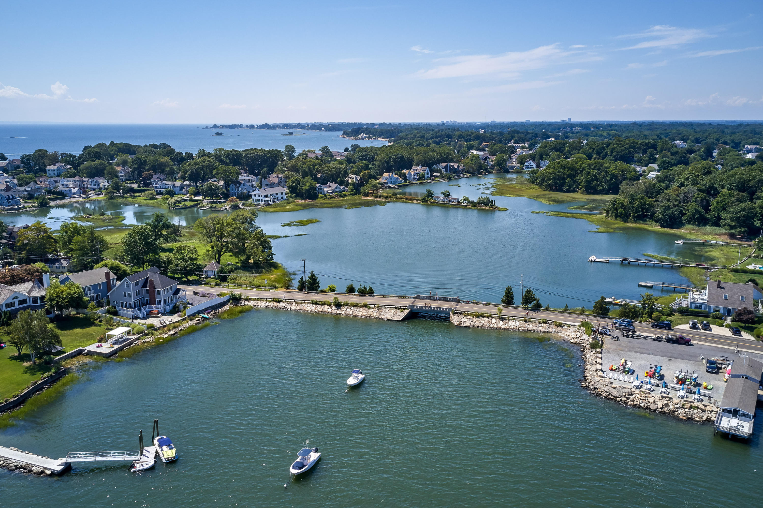 18 Pine Point Road Rowayton, CT 06853 - Photo 35 of 37 a view of a lake with houses