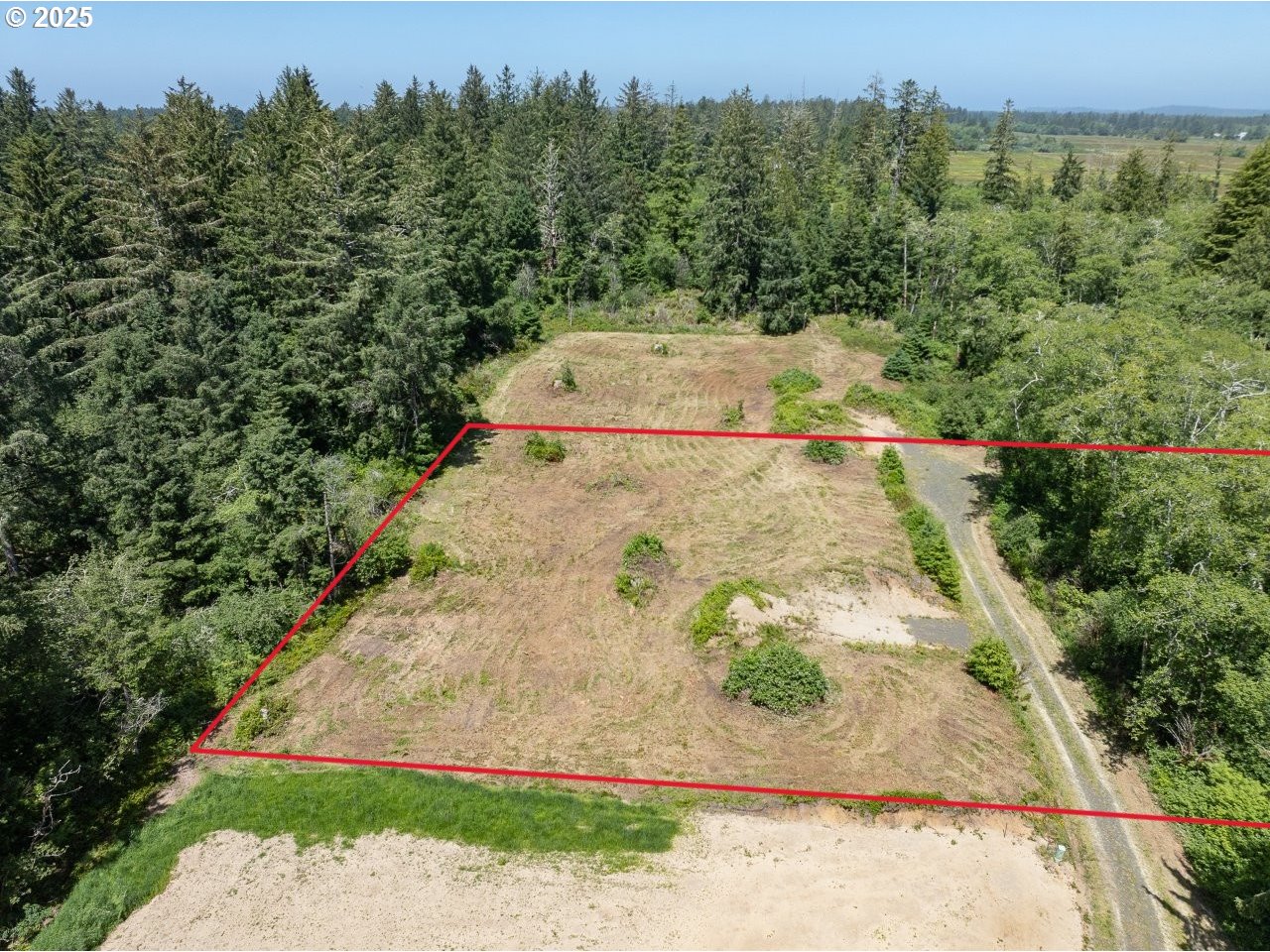 an aerial view of a house
