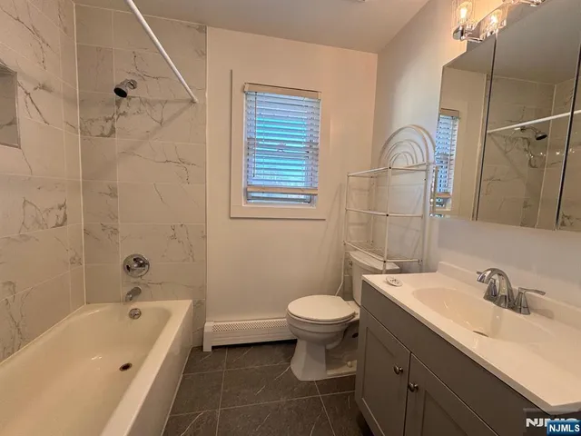 a bathroom with a bathtub