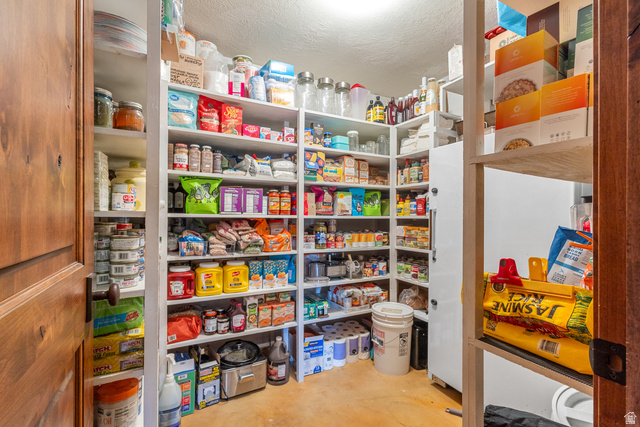 892 Cambridge Drive St. George, UT 84770 - Photo 15 of 65 Spacious pantry featuring extensive white shelving, a solid wood door with a dark knob, and durable flooring