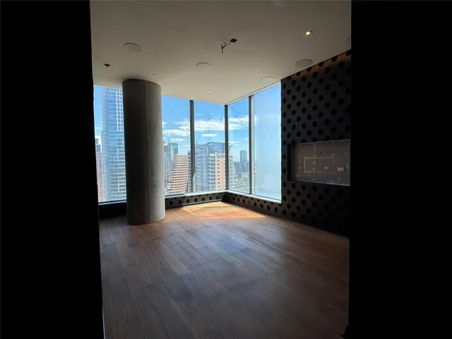 a bathroom with a sink vanity and mirror