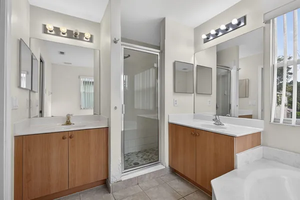 a bathroom with a bathtub