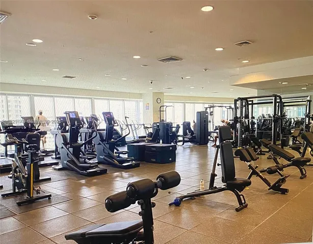 a view of a room with gym equipment