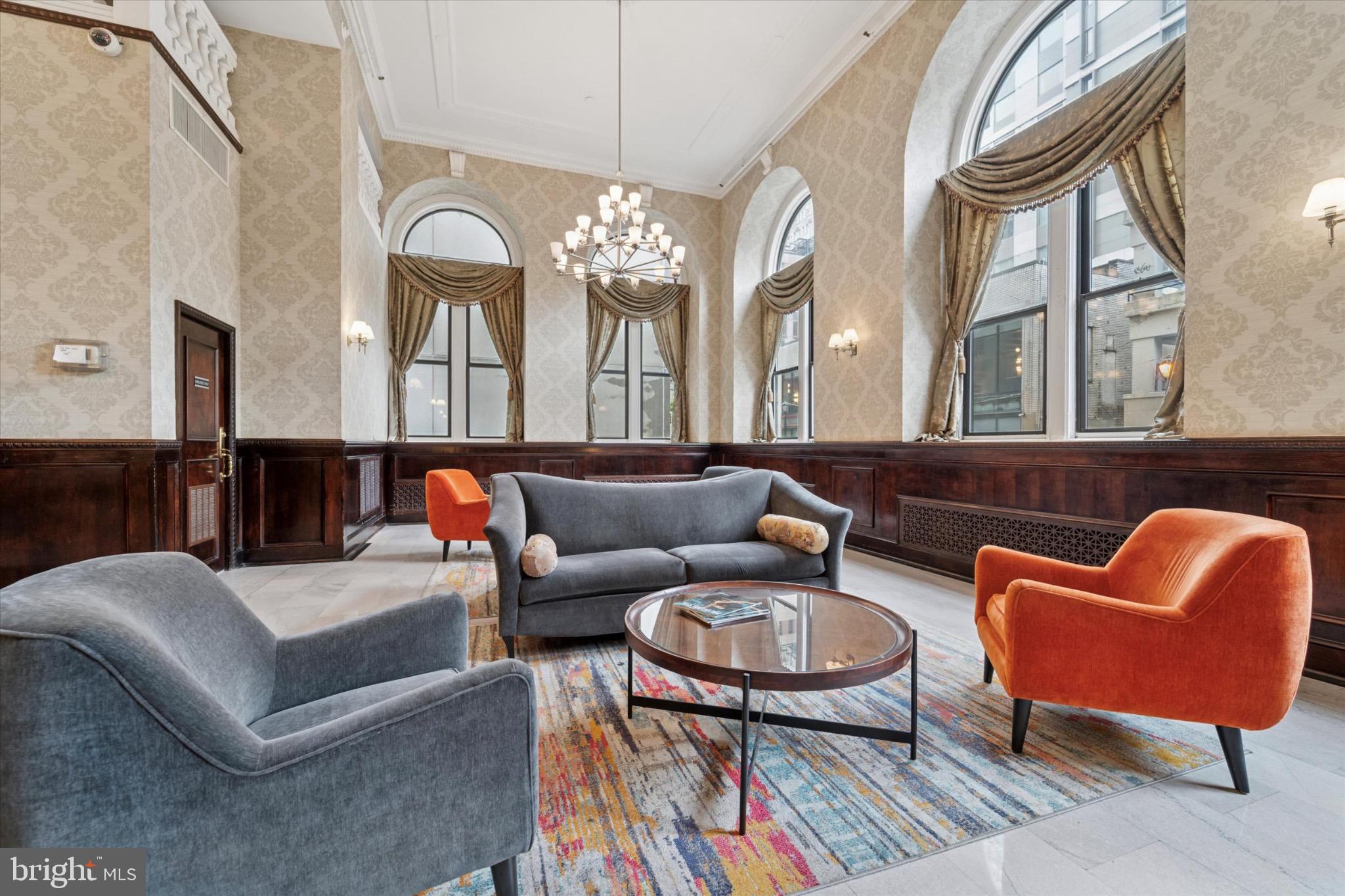1324 Locust Street, Unit 1121 Philadelphia, PA 19107 - Photo 8 of 25 Elegant lounge with vibrant accents.