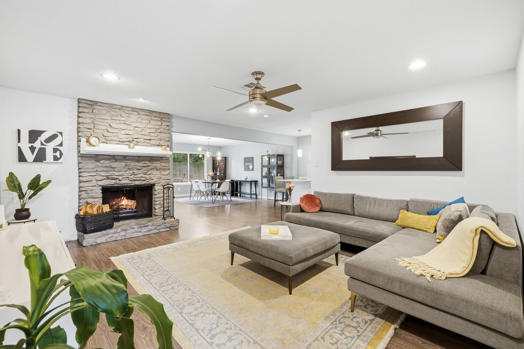 658 Mairo Street Austin, TX 78748 - Photo 39 of 40 An inviting gathering space presents an open floorplan and a handsome stone fireplace.