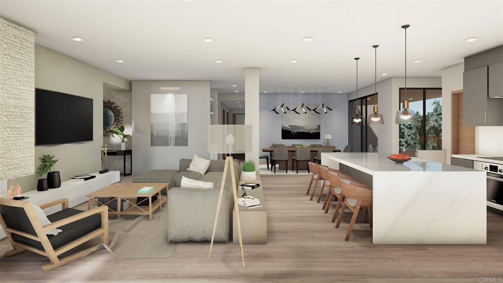 516 Ford Avenue Solana Beach, CA 92075 - Photo 6 of 20 a living room with furniture a flat screen tv and kitchen view