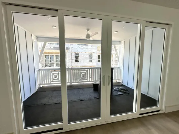 an empty room with windows