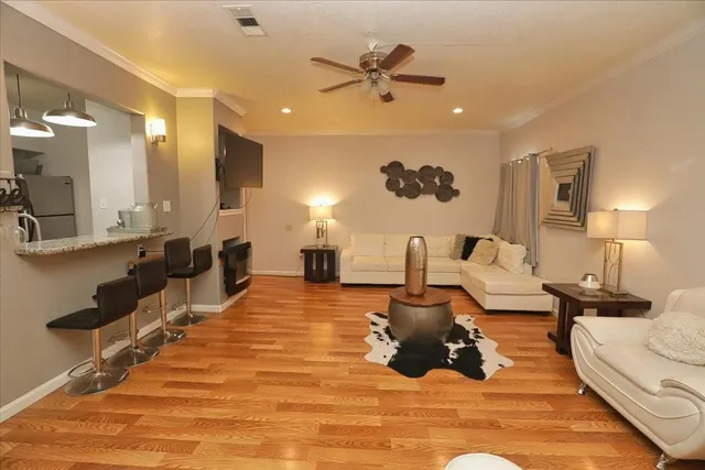 a living room with furniture