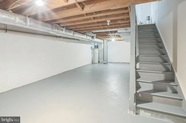 a view of a room with stairs