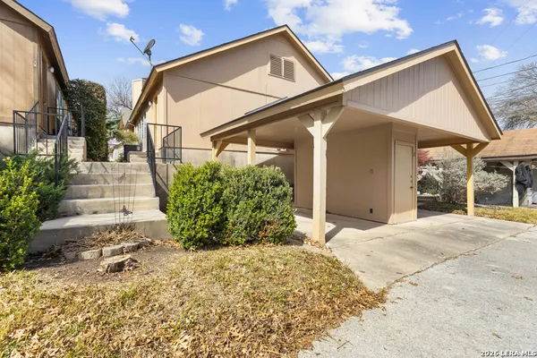 a view of a house with a patio