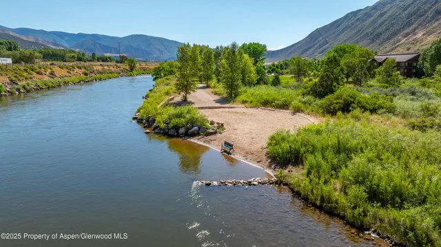 a view of a swimming pool with a garden and trees
