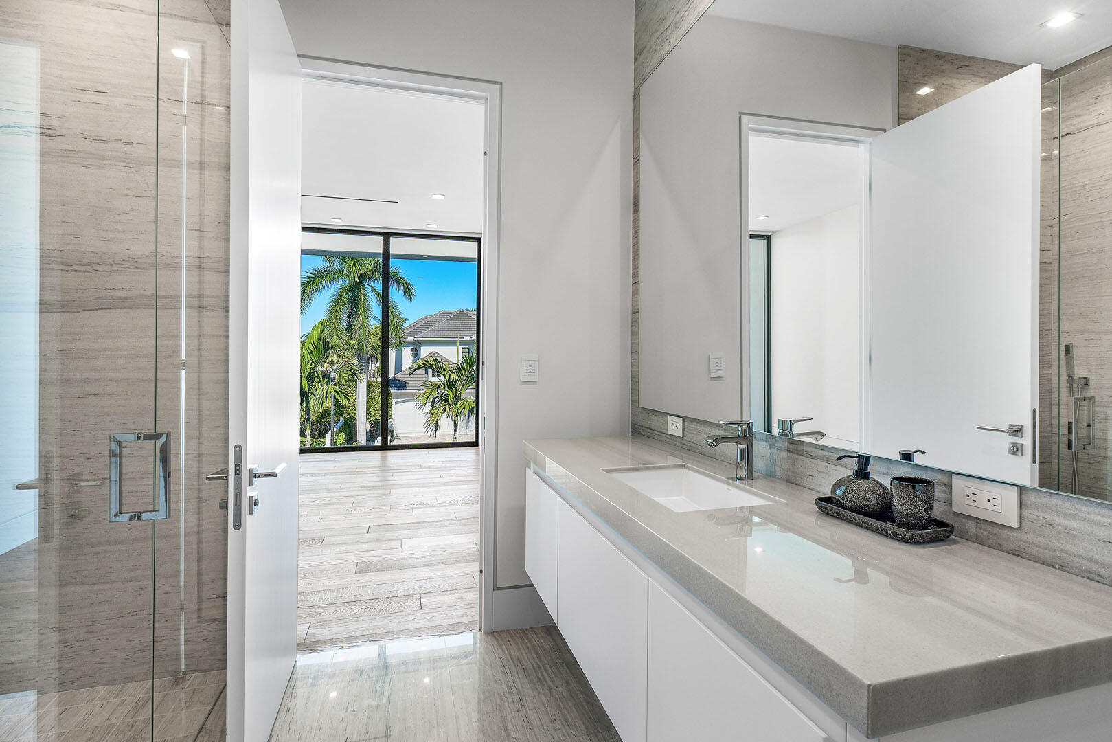 224 West Key Palm Road Boca Raton, FL 33432 - Photo 73 of 101 a bathroom with a granite countertop sink and a mirror