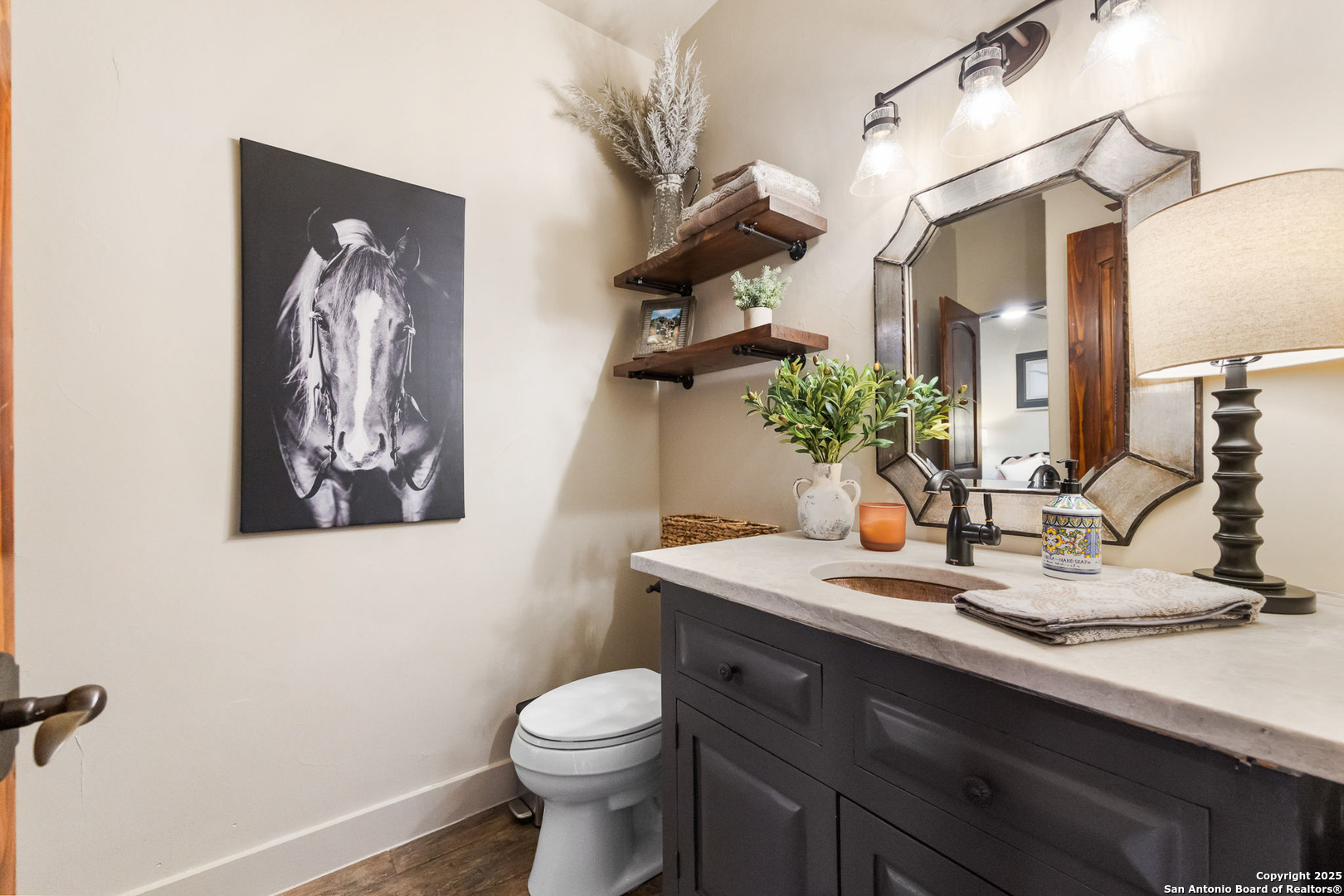 115 Spanish Pass Road Boerne, TX 78006 - Photo 23 of 50 a bathroom with a toilet sink and mirror