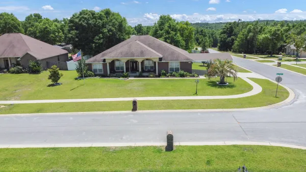 an aerial view of a house