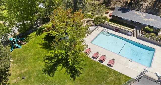 an aerial view of a house