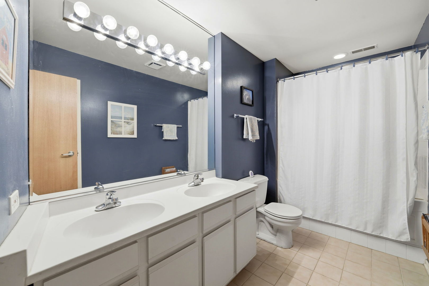 1550 South Indiana Avenue, Unit 401 Chicago, IL 60605 - Photo 14 of 20 a bathroom with a double vanity sink mirror and toilet