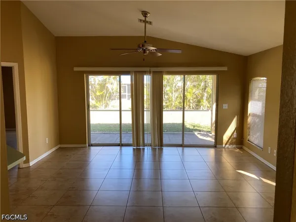a view of an entryway with a chandelier