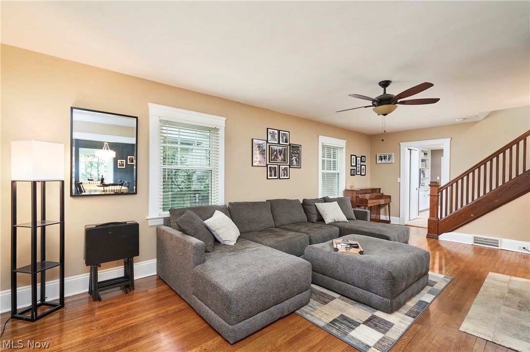 4531 Ardendale Road Cleveland, OH 44121 - Photo 5 of 25 Living area with hardwood / wood-style floors and ceiling fan