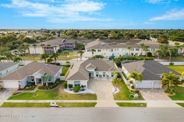 an aerial view of multiple house