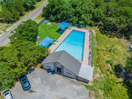 an aerial view of a house